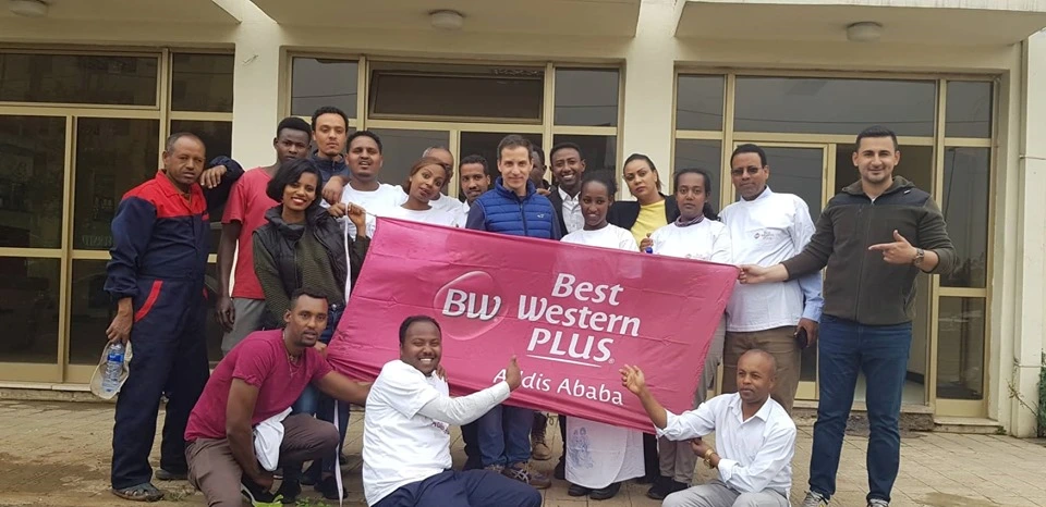 the team from Best Western Plus hotel in Addis Ababa getting ready to plant trees for Green Legacy